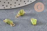 Breloque nuggets peridot naturel doré 12-14mm, x1 VALIDE-Breloques et pendentifs-Gingerlily Perles
