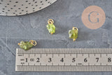 Breloque nuggets peridot naturel doré 12-14mm, x1 VALIDE-Breloques et pendentifs-Gingerlily Perles