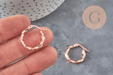 Créoles torsadées acier 304 inoxydable or rose 20mm, la paire (G11358)