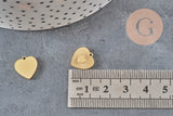 Pendentif coeur acier 316 inoxydable doré IP 12mm, x1 (G11360)