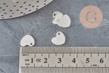Pendentif médaille coeur acier inoxydable argenté 10.5mm, x10 (G11347)