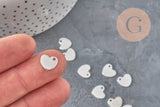 Pendentif médaille coeur acier inoxydable argenté 10.5mm, x10 (G11347)