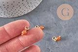 Breloque ronde Jade teinté acier 304 inoxydable doré 10.5mm, x1 (G11366)