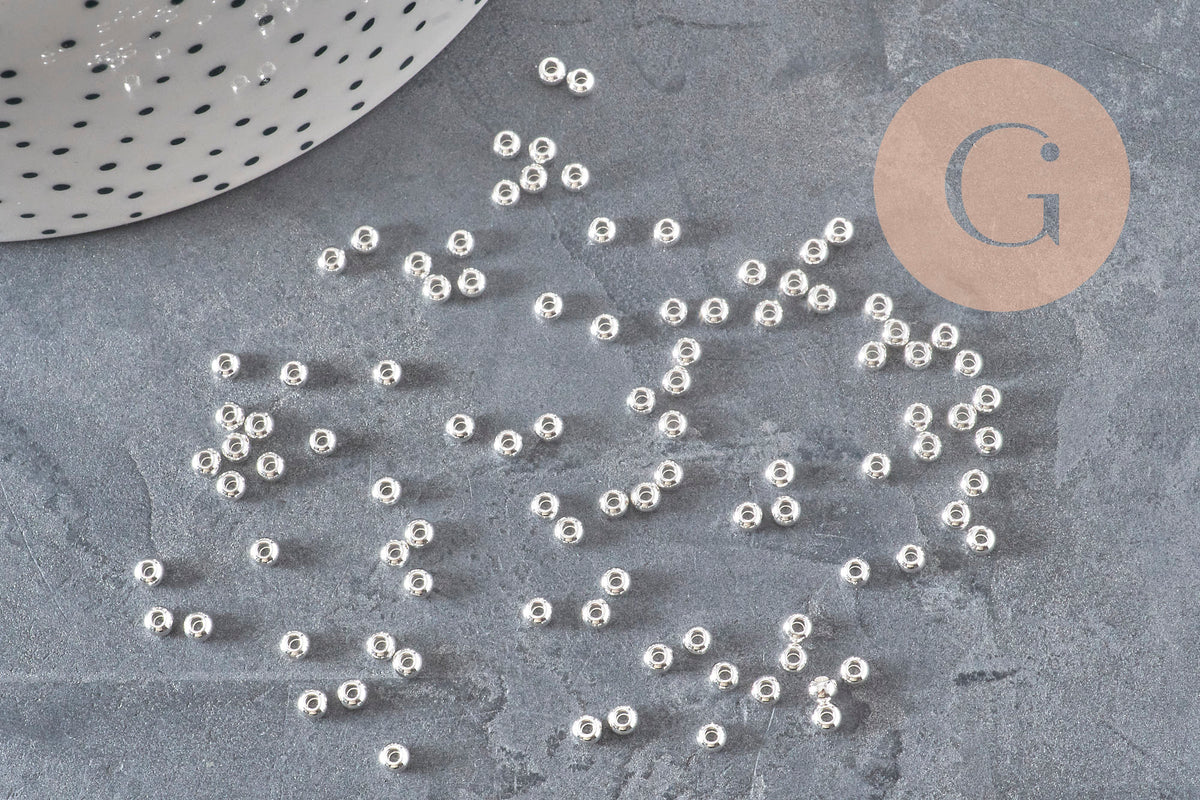Perles rondes intercalaire acier 304 inoxydable argenté 3mm, x10 (G11349)