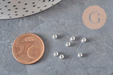 Perles rondes intercalaire acier 304 inoxydable argenté 3mm, x10 (G11349)