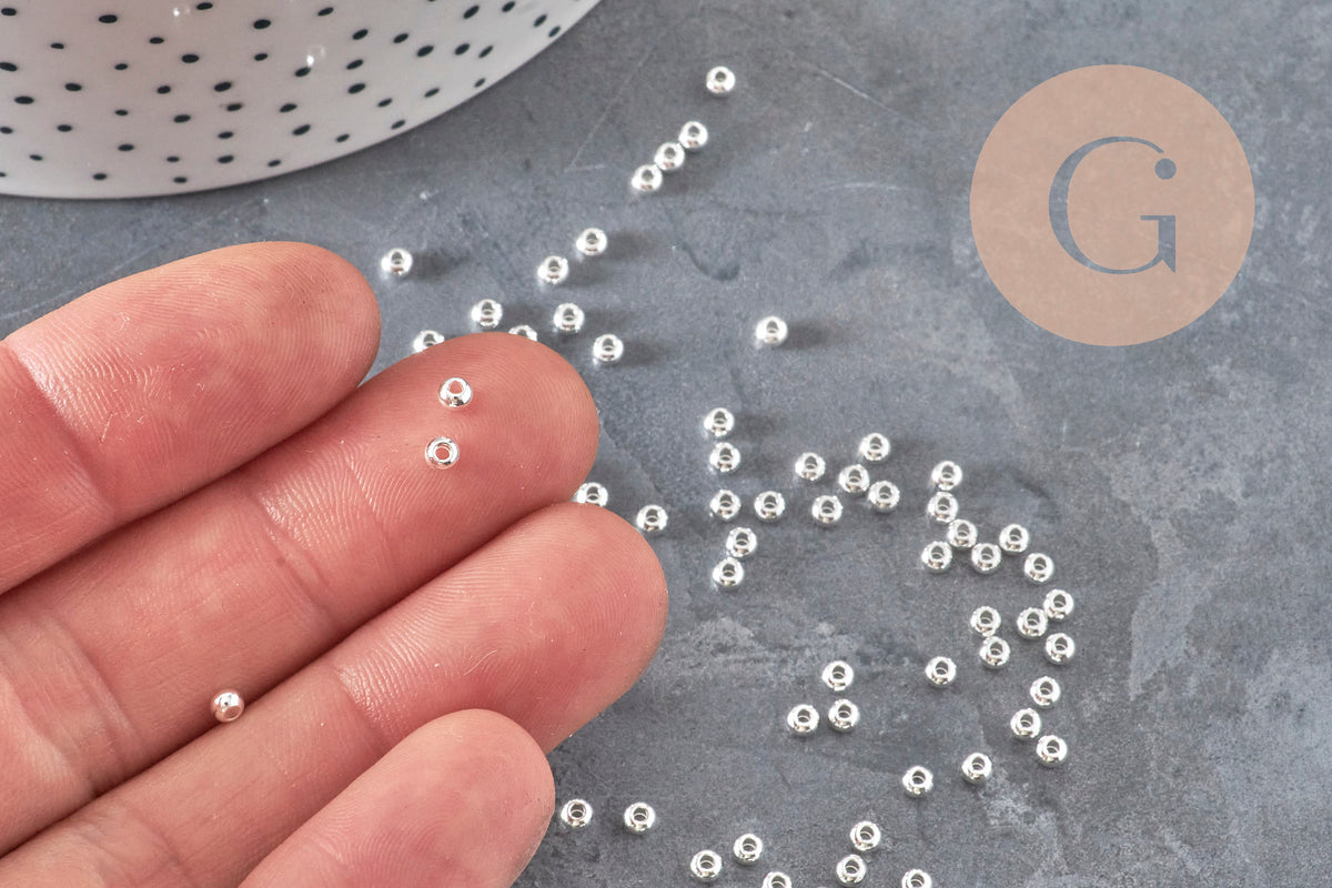 Perles rondes intercalaire acier 304 inoxydable argenté 3mm, x10 (G11349)