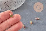 Breloque ronde Jade teinté laiton doré 11.5mm, x1 (G11365)
