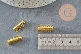 Fermoir Intercallaire aimanté double bracelet 2x3 rangs laiton doré 21mm, x1 VALIDE-Bracelets-Gingerlily Perles