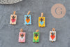 Pendentif rectangle tissage rocaille coeur sacré, x1 VALIDE-Breloques et pendentifs-Gingerlily Perles