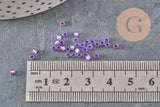 Perles rocaille tube verre violet silver lined 2.5mm, x1 sachet de 8g (G11405)
