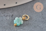 Breloque fleur pierre naturelle acier 304 inoxydable doré 10.5mm, x1 VALIDE-Breloques et pendentifs-Gingerlily Perles