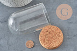 Cloche en verre et support en liège 10cm, x1 (G11392) VALIDE-Boite de rangement-Gingerlily Perles