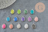 Pendentif médaille ovale Vierge Marie acier 304 inoxydable platine émaillée 13mm x1 ou x5 (G11389) VALIDE-Breloques et pendentifs-Gingerlily Perles