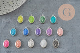 Pendentif médaille ovale Vierge Marie acier 304 inoxydable platine émaillée 13mm x1 ou x5 (G11389) VALIDE-Breloques et pendentifs-Gingerlily Perles