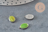 Pendentif médaille ovale Vierge Marie acier 304 inoxydable platine émaillée 13mm x1 ou x5 (G11389) VALIDE-Breloques et pendentifs-Gingerlily Perles