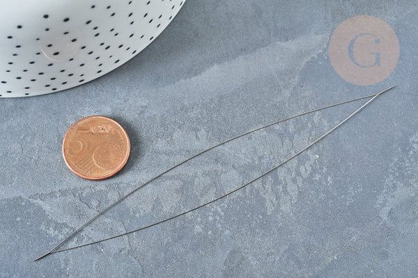 Aiguille de perlage en acier inoxydable grand œil 125x0.5mm x1 (G8196)