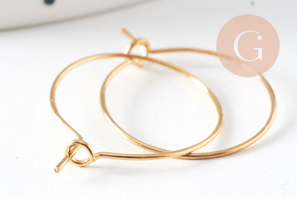 Anneau créole acier 304 doré inoxydable 20mm dorure IP, x20 ou x50 (G7703)