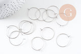 Anneaux créoles acier 304 inoxydable platine 25mm, x20-50-100 (G10845)