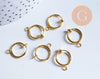 Anneaux créoles acier doré 316 oreilles non percées 15.5mm, création boucles la paire (G6390)