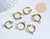 Anneaux créoles acier doré 316 oreilles non percées 15.5mm, création boucles la paire (G6390)