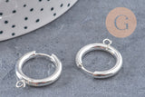 Anneaux créoles +anneau en acier 201-316 inoxydable argenté 22mm, La paire (G10857)