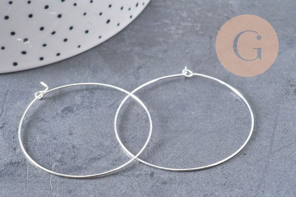 Anneaux créoles argentées 45mm, x20 (G10760)