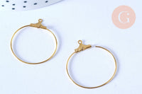 Anneaux créoles dorés 30x25mm, boucles oreilles, x10 (G6787)