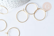Gold-plated 304 stainless steel hoop earrings, IP 25mm, x20 or x50 (G7702)