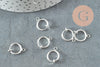 Anneaux créoles laiton argenté pour oreilles non percées 15.5mm, x2 (G9644)