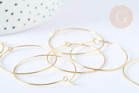Anneaux créoles laiton doré clair 35mm,boucles oreilles, x20-50-100 (G7047)