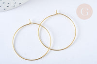 Anneaux créoles laiton doré clair 35mm,boucles oreilles, x20-50-100 (G7047)