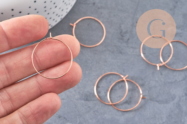 Anneaux créoles laiton or rose 25mm, x20-50-100(G4800)