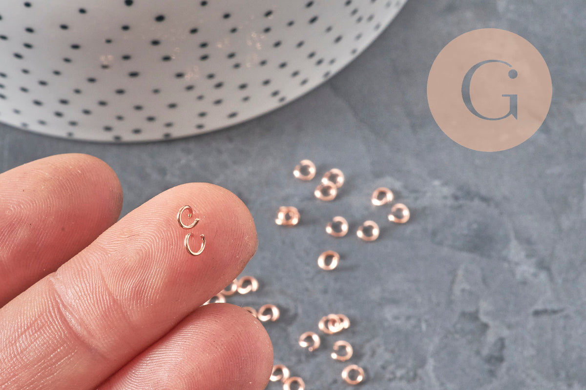 Anneaux de jonction acier 304 inoxydable or rose 3.5x0.6mm, x50 (G11350)-Anneaux-Gingerlily Perles