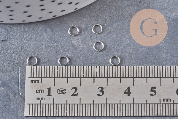 Anneaux de jonction ronds acier 304 platine inoxydable 4mm-0.5mm, x1 gr (G10983)