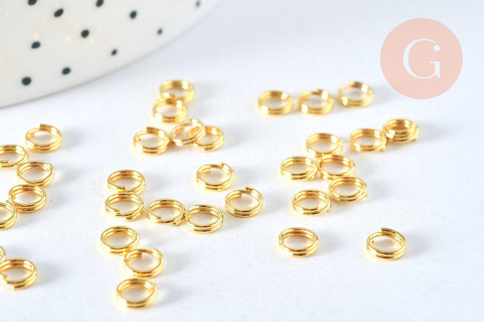 Anneaux doubles ouverts ronds laiton fer 5mm, x1gr (G8038)