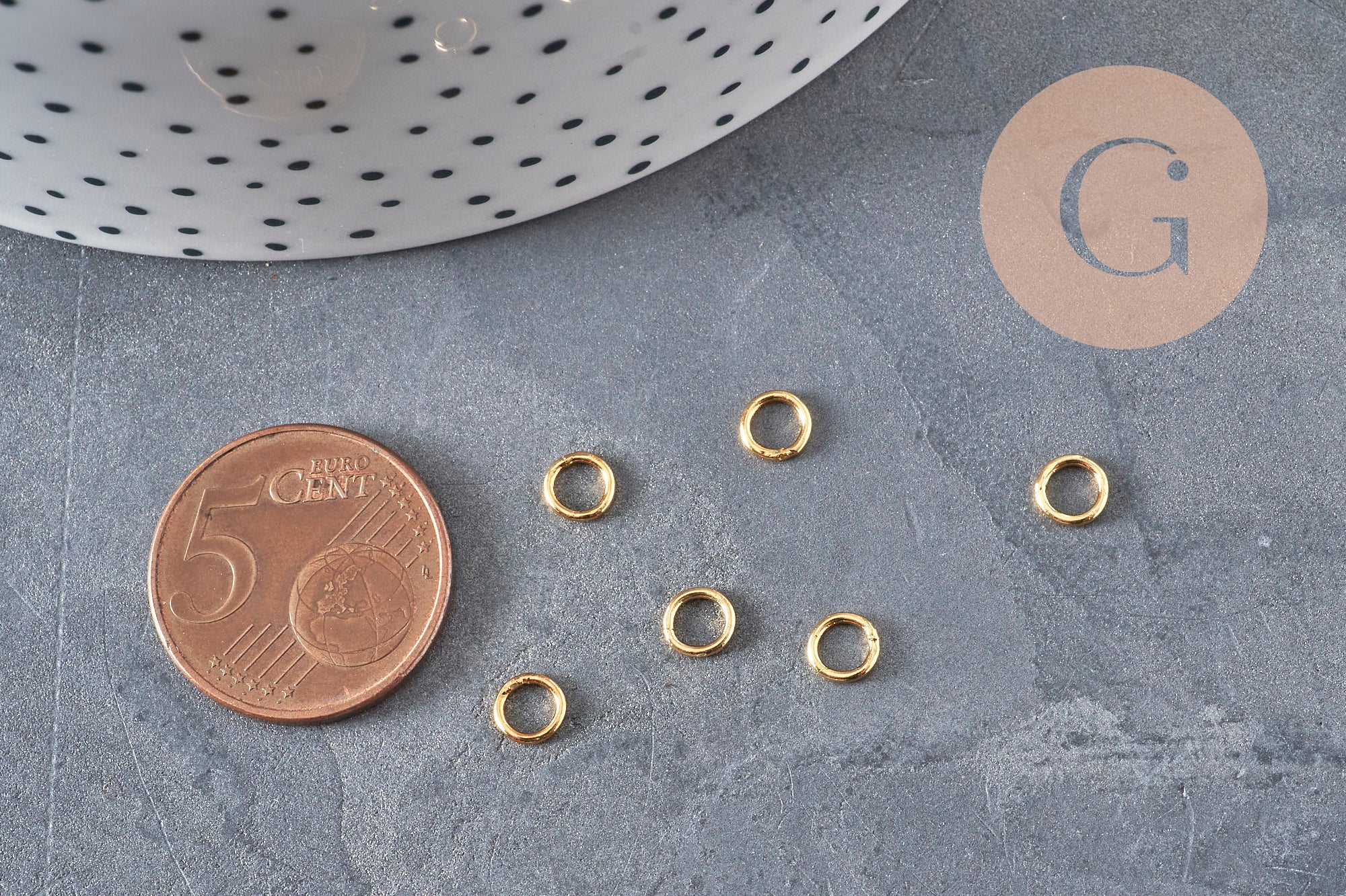 Gold 304 stainless steel round closed jump rings 5mm/0.8mm, x10 IN STOCK