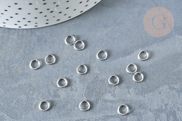 Anneaux ronds acier inoxydable platine 6mm, x5gr (G8152)