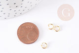 Anneaux ronds ouverts acier 304 inoxydable doré 6x1mm, x10 ou x50 (G2089)