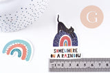 Autocollant arc-en-ciel chats variés 40x80mm, x50 (G10705)