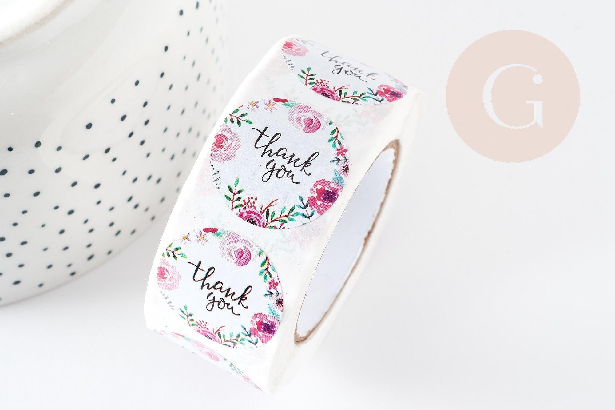 Autocollant merci fleurs 25mm, x500 (G3289)