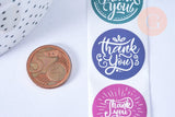 Autocollant merci rose bleu 25mm, x500 (G8424)