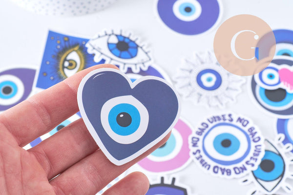 Autocollant oeil protecteur chance variés 50x80mm, x50 (G10693)