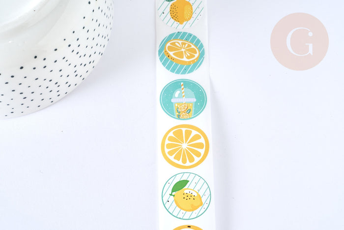 Autocollants motifs fruits d'été 25mm, x500 (G7061)
