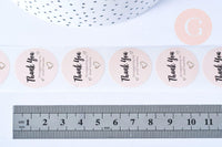 Autocollants rond merci rose 25mm, x500 (G6134)