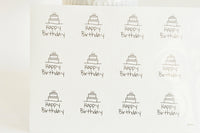 Autocollants ronds joyeux anniversaire 30mm, x12 autocollants (G5089)