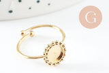 Bague Fleur réglable pour cabochon rond 6mm acier 304 inoxydable doré 18mm, x1 (G9776)