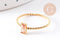 Bague Solitaire zircon rectangle Rose pêche acier 304 inoxydable doré, x1 (G10360)