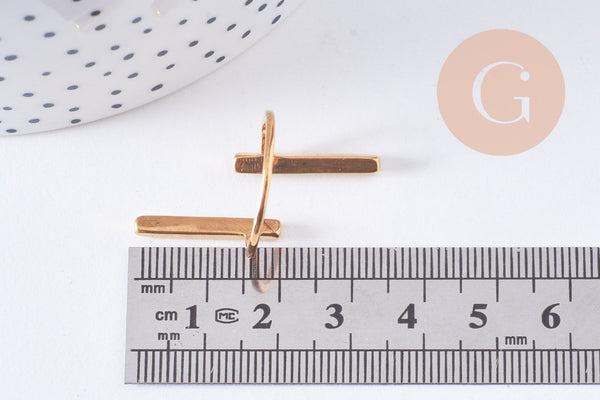 Bague barre acier inoxydable doré IP minimaliste 17mm, x1 (G3415)