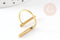Bague barre dorée laiton brut minimaliste 18mm, x2 (G0218)