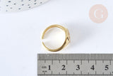 Bague chevalière coeur zircon argent massif 925 doré 24K, x1 (G7233)